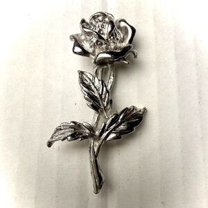 Vintage Safety Pin Charm Brooch Bullet Cubic Zirconia Crystal Dangle Silver Tone